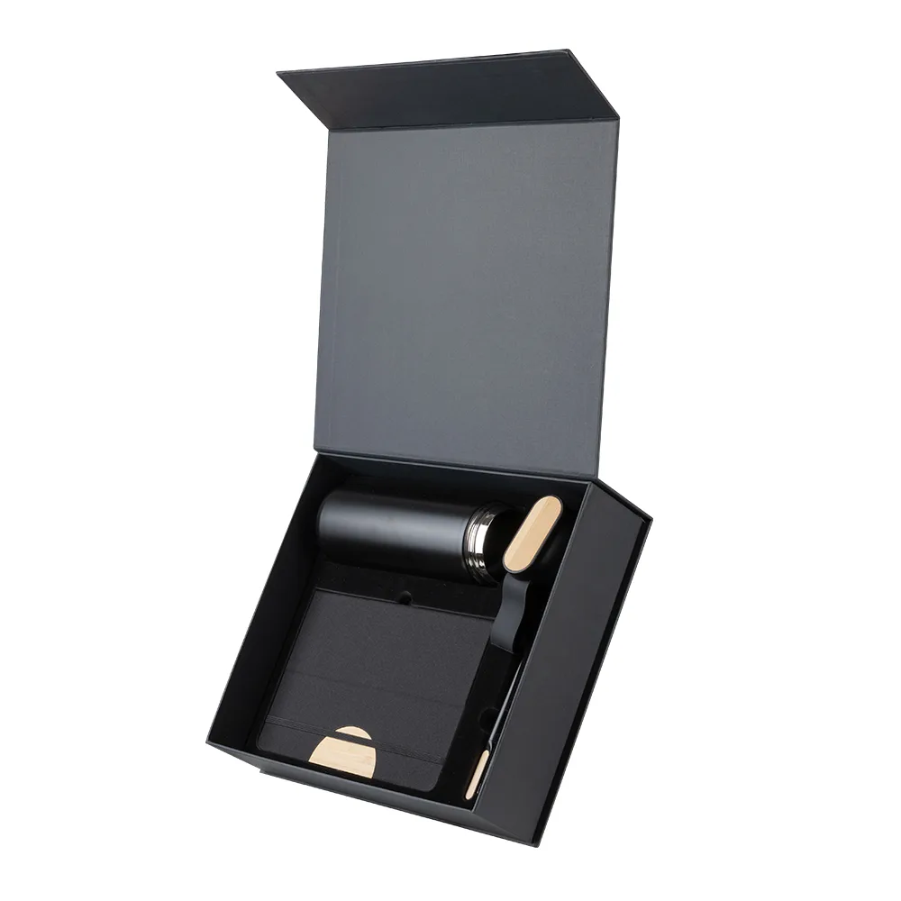 Kit Escritório Caderno, Garrafa e Caneta Metalica