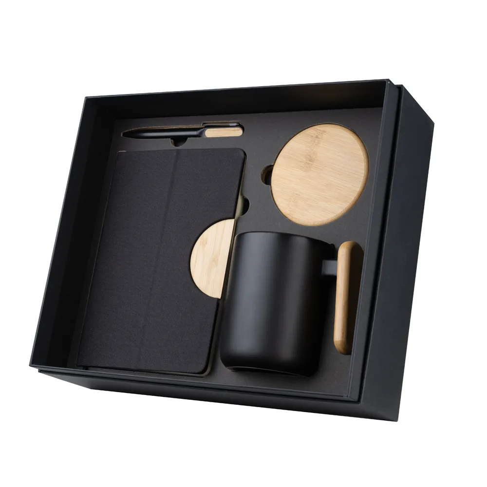 Kit Escritório Caderno, Caneca e Caneta Metalica