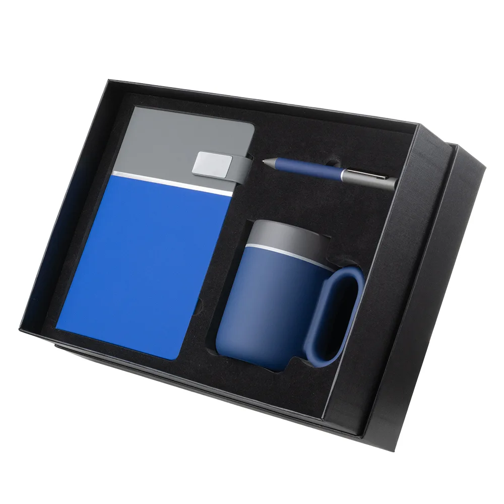 Kit Escritório Caderno, Caneca e Caneta Metalica - alternativa