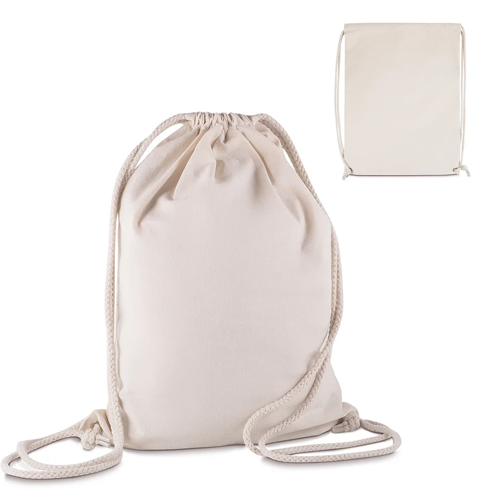 Sacola/mochila em Algodão 145g/m² (41x33x10cm)